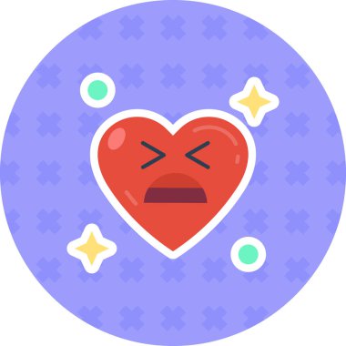 kalp ikonlu kalp, vektör illüstrasyonu