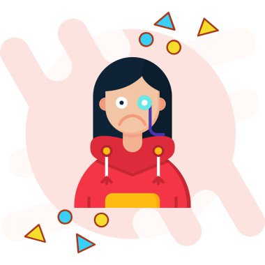 Ağlayan yüzü ve gözyaşları olan kadın, vektör çizimi