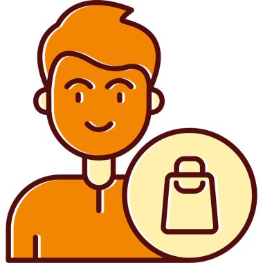 çanta simgesi olan adam. vektör çizim