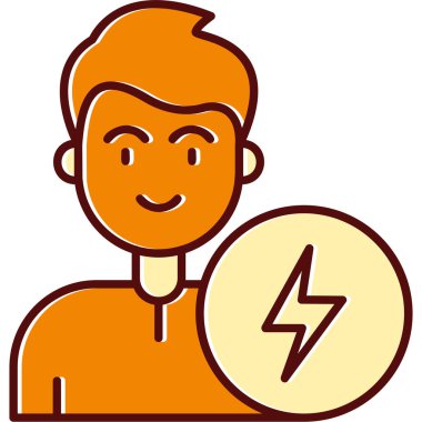 Elektrik prizi olan bir karikatür adamın vektör çizimi