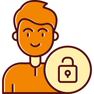 Kilit simgesi olan adam, vektör çizimi