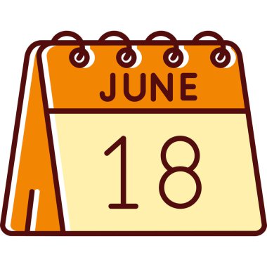 Beyaz takvim simgesinde 1 Haziran günü simgesi. düz dizayn.