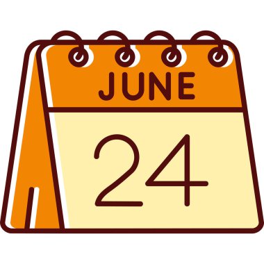 Haziran simgesiyle 25 Haziran takvimi, vektör illüstrasyonu