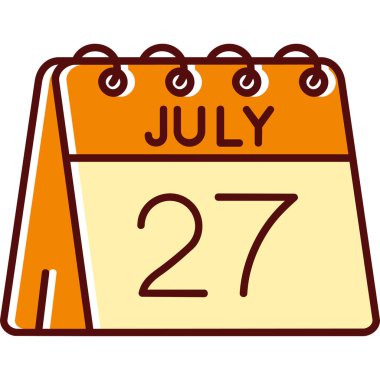 Ağustos 27 takvim karikatür simgesi, vektör illüstrasyonu