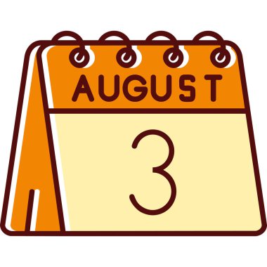 Ağustos takvim simgesi, vektör illüstrasyonu