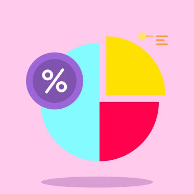 Pasta çizelgesi. uzun gölgeli düz biçim simgesi