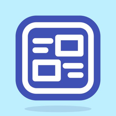 Mavi arkaplanı olan beyaz bir arkaplanın mavi ve beyaz ikonunun vektör çizimi