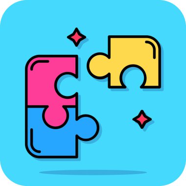 Yapboz simgesinde iki yapboz parçası, basit biçim