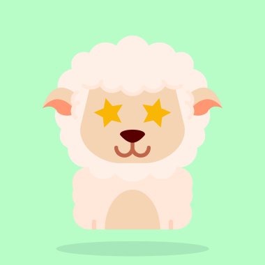 şirin koyun çizgi filmi vektör çizimi grafik tasarımı