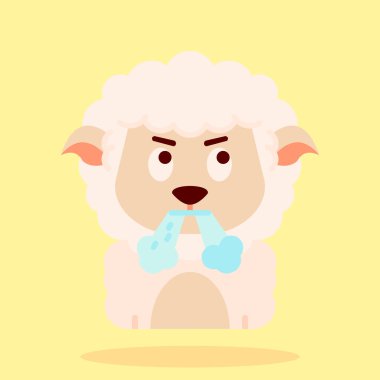 Çizgi film tarzında şirin koyunlar. vektör illüstrasyonu.