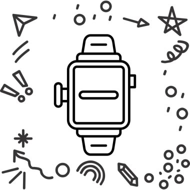 Çizgi bilek izleme simgesi beyaz arkaplanda izole edildi. Kol saati simgesi. Renkli taslak konsepti. Vektör