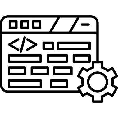 Kodlama geliştirme simgesi. beyaz arkaplanda izole edilmiş web tasarımı için ana program geliştirme vektör simgesi