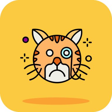 Üzgün emojili bir kedi, emoji. vektör illüstrasyonu.
