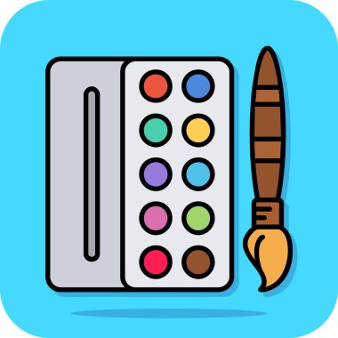 boya fırçası ve palet simgesi vektör illüstrasyon tasarımı