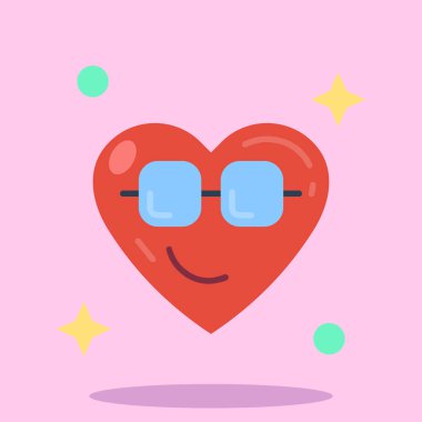 Gözlüklü kalp, aşk vektörü simgesi