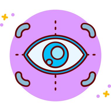 Beyaz arkaplanda izole edilmiş ay ve yıldız ikonlu renk gözü. Gece işareti. vektör illüstrasyonu