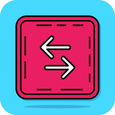 Beyaz arkaplanda izole edilmiş yazı simgesi ile ana hatları doldurulmuş yol işareti. Bilginin sembolü. Sokak bilgisi tabelası. Yön işareti. vektör.