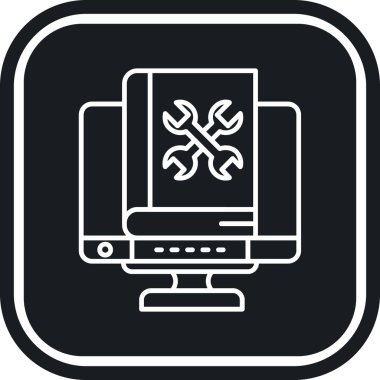 Bilgisayar simgesi. Beyaz arkaplanda izole edilmiş web tasarımı için basit bir bilgisayar vektör simgesi çizimi