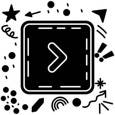 Beyaz arka planda siyah çizgi sihirli değnek simgesi. Yıldız şeklinde sihirli aksesuar. Sihirli güç. vektör illüstrasyonu