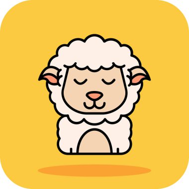 Renk arkaplanında izole edilmiş şirin çizgi film koyun simgesinin vektör çizimi