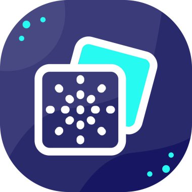 Beyaz arkaplanda mavi sünger simgesi izole edildi. Bulaşıkları yıkamak için bir peri masalı. Logo temizleme konsepti. Soyut çember rastgele noktalar. vektör illüstrasyonu