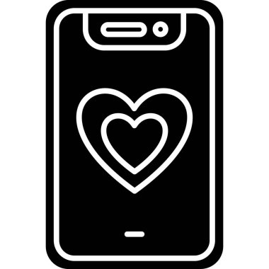 kalp simgesi olan akıllı telefon, basit vektör illüstrasyonu