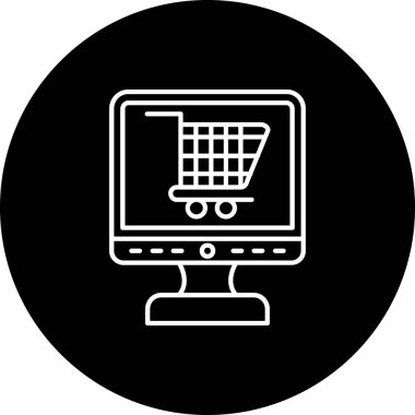 Çevrimiçi Alışveriş Vektörü Kabartma Simgesi Tasarımı