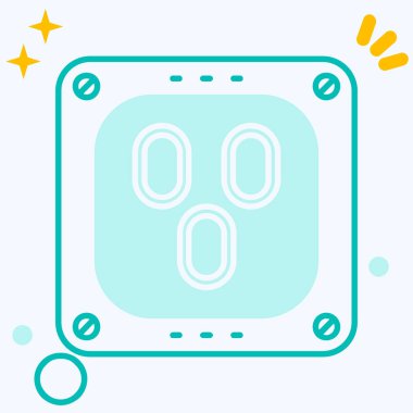 Renk arkaplanında renk çizgisi elektrik çıkış simgesi izole edildi. Güç prizi. rosette tte. Gradyan daire çizimi. vektör illüstrasyonu