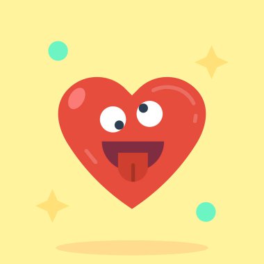 Mutlu bir yüzü ve gülüşü olan kırmızı bir kalbin vektör çizimi
