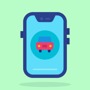 akıllı telefon araba vektör simgesi.