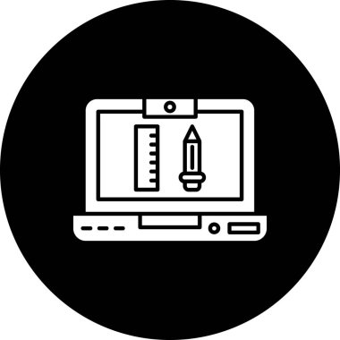 Bilgisayar, teknoloji, internet ve dizüstü bilgisayarın vektör illüstrasyon simgesi