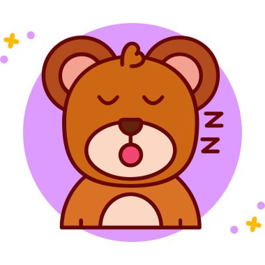 Uyuyan oyuncak ayı. Uyuyan ayı çizgi filmi. vektör illüstrasyonu