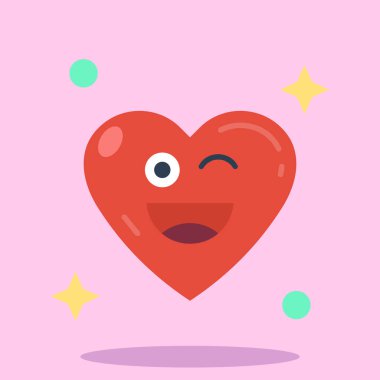 Kalbi olan sevimli bir çizgi film karakteri. vektör illüstrasyonu