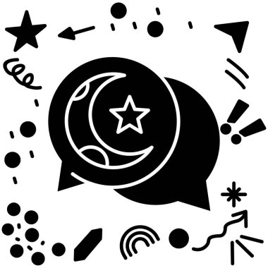 Ay, yıldızlar ve ay. vektör illüstrasyonu