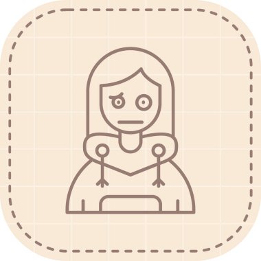 Yüz simgesi olan kız, vektör illüstrasyonu