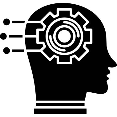 Dişli simgesi olan beyin, vektör illüstrasyonu