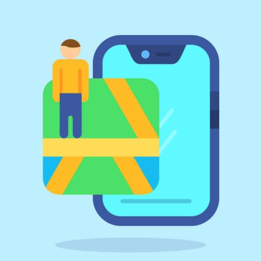 Mobil uygulama simgesi vektör illüstrasyon tasarımlı akıllı telefon