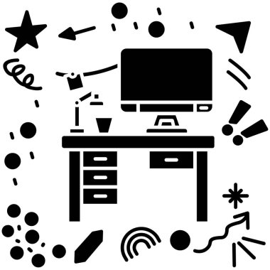 bilgisayar masaüstü, vektör illüstrasyonu