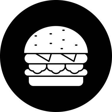 Hamburger yemek ikonu vektör illüstrasyonu