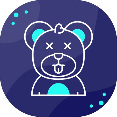 Mavi arka planda kalp ikonu olan çizgi ayıcığı. Renkli taslak konsepti. vektör