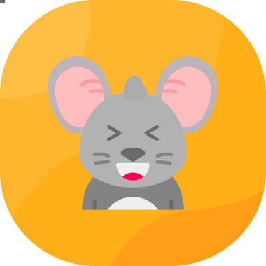 Şirin fare düz simge tasarımı, hayvan kafası illüstrasyonu