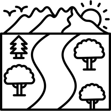 manzara dağ simgesi, vektör illüstrasyonu