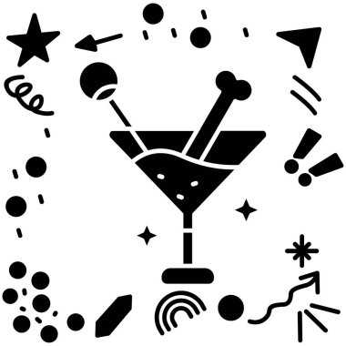 Kokteyl ikonu kabartma biçiminde