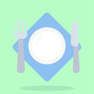 Çatal ve bıçaklı tabak, vektör çizimi