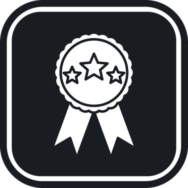 Ödül rozet ikonu. biçim çift renkli düz yuvarlak sembol, gri ve gri renkler, yuvarlak açılar, beyaz arkaplan.