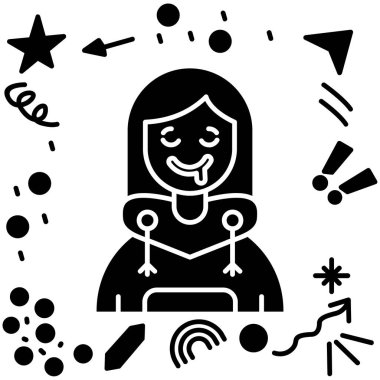 Oyuncak simgesi vektörüyle kart oynayan mutlu kız