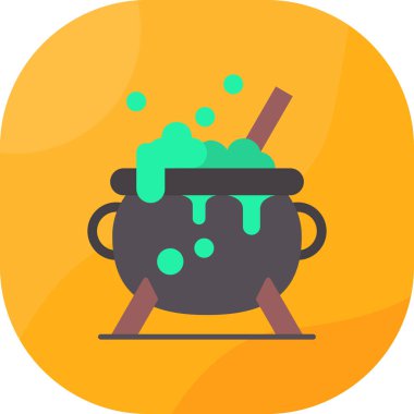 Beyaz arkaplanda, yassı tarzda sıvı ikona sahip kazan. Mutfak sembolü çizimi. hisse illüstrasyonu