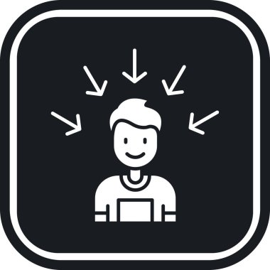 Cep telefonu ve mobil simgesi olan adam, basit tasarım.