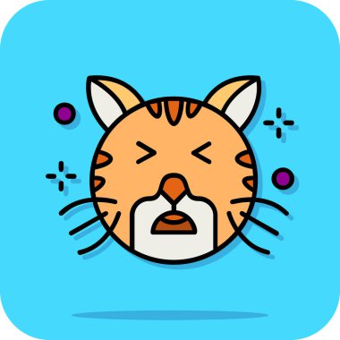 Yüzü ve mavi gözleri olan şirin kedi çizgi filminin vektör çizimi