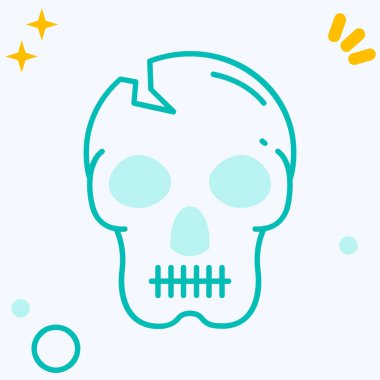 Kafatası çizgi simgesi beyaz arkaplanda izole edildi. Mutlu Cadılar Bayramı Partisi. Renkli taslak konsepti. Vektör